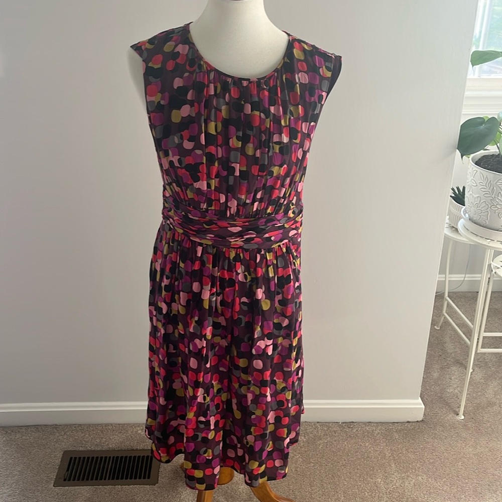 Purple and Pink Ruched Midi Sundress